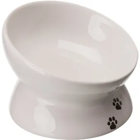 Podwyższona, ergonomiczna miska ceramiczna 0,15 l/o 13 cm, biała